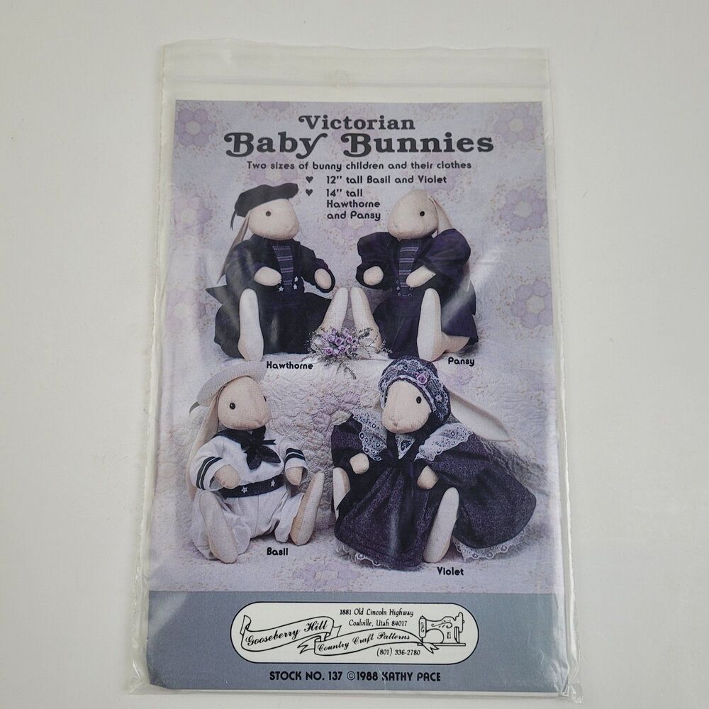 Vintage Victorian Baby Bunnies Sewing Pattern from Gooseberry Hill